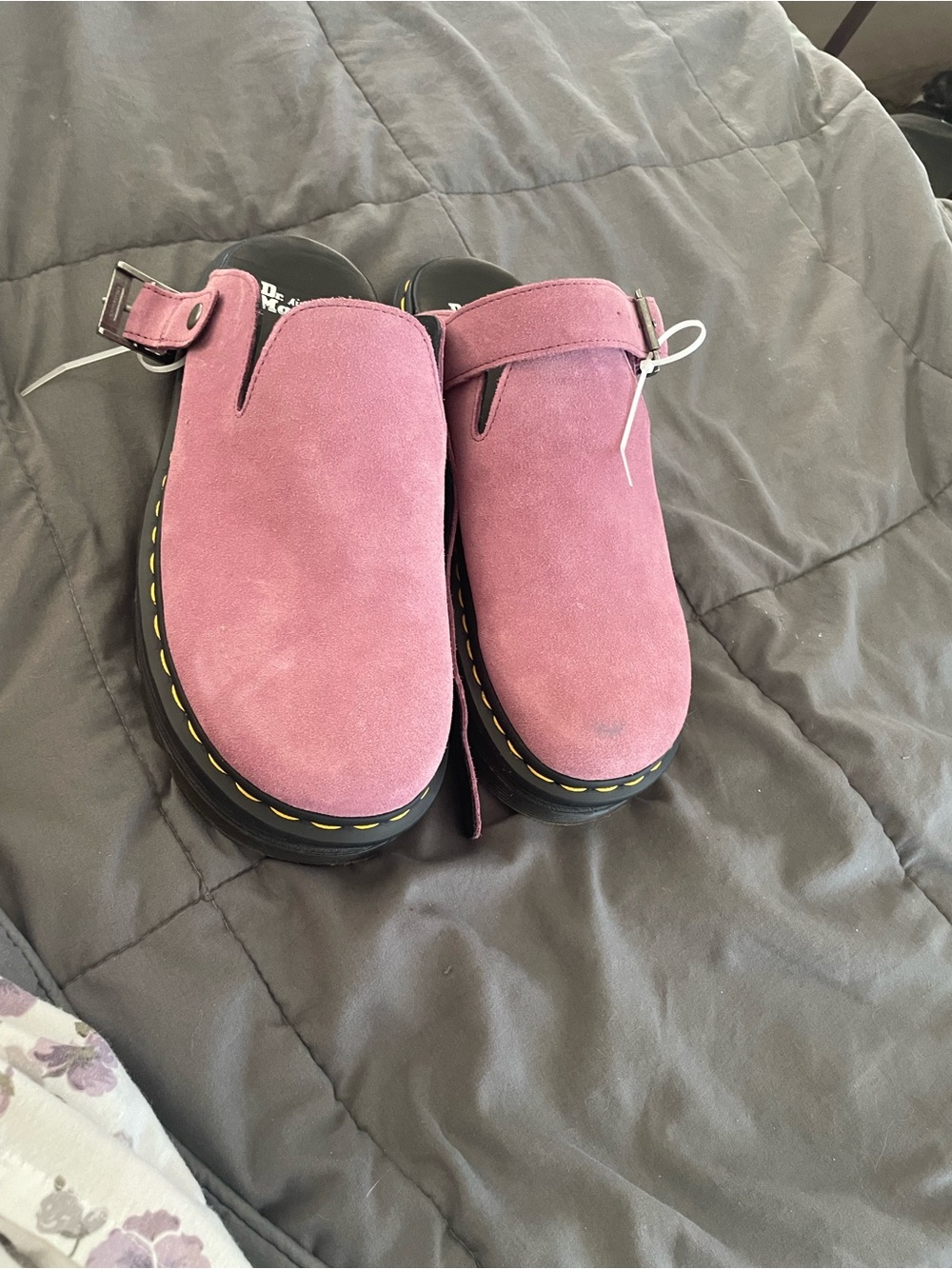 Dr. Martens Zebzag Pink Suede Mules - Picture 13 of 13